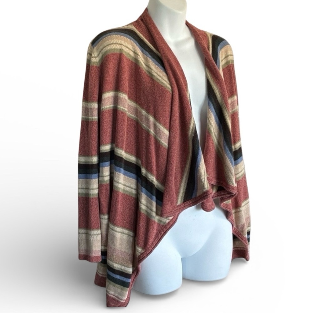 CHAPS Ralph Lauren Cardigan Women's XL, Multicolor Striped, Linen/Cotton. EUC